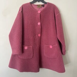 Anthropologie Vintage Women Pink Cozy Textured Teddy Cottagecore Medium